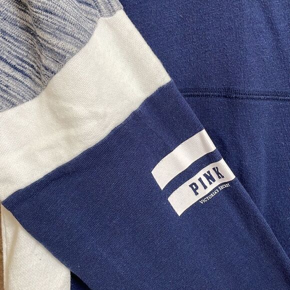 PINK Victorias Secret long sleeve, navy blue/white size XS oversized GUC - Picture 4 of 4